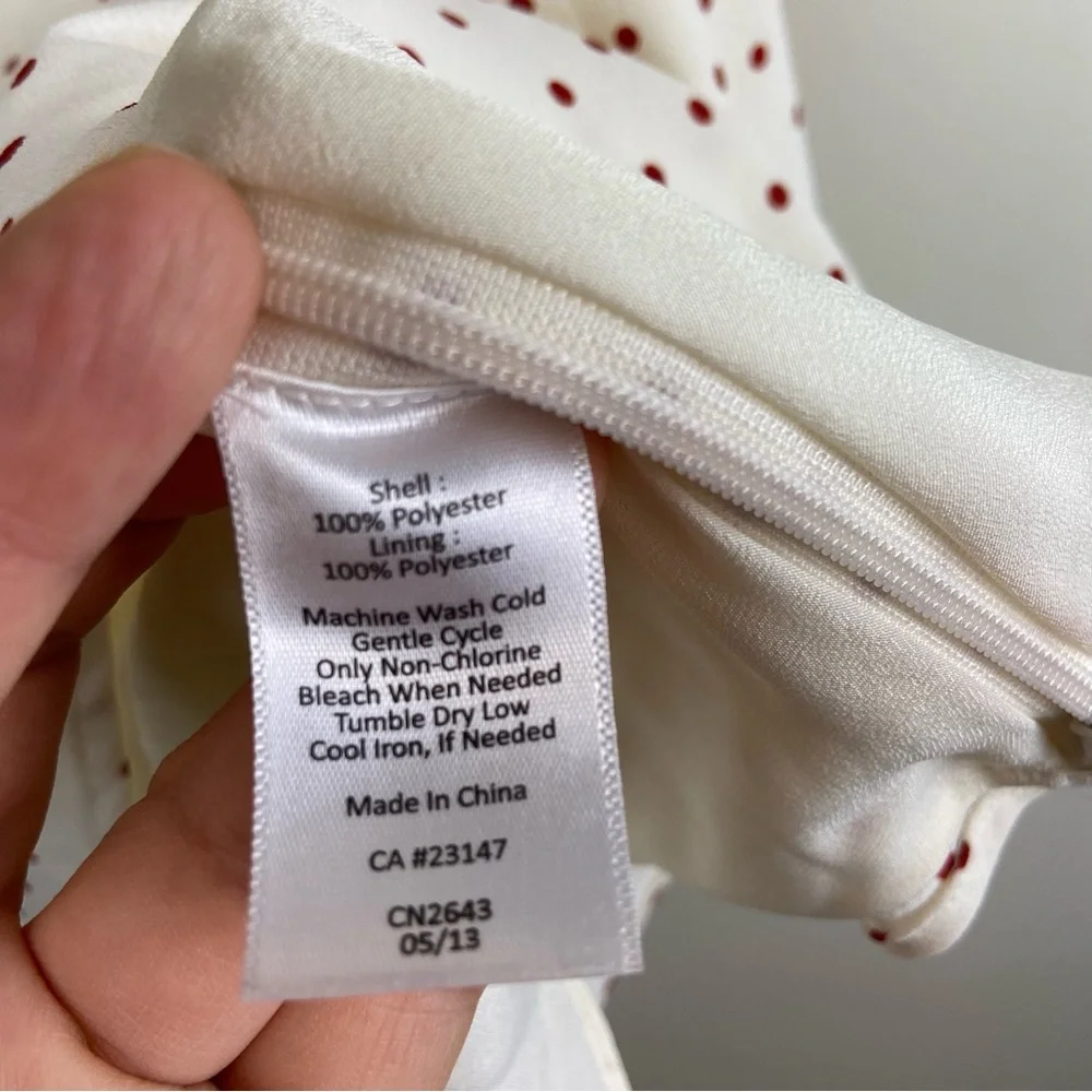 Talbots White Cream Red Polka Dot Peplum Blouse Business Casual Office Size 8‎ - Picture 9 of 10